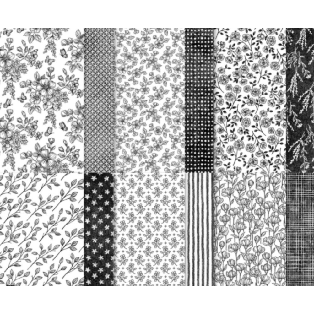 Stampin Up *Retired* PERFECTLY PENCILED Designer Series Paper 12x12 Black White